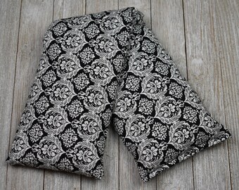 Cherry Pit Heating Pad - Black Damask - Microwaveable Cherry Pit Heating Pad