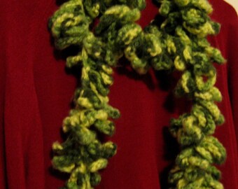 Variegated Green Boa Scarf Neck Warmer Scarflette Fashion Shawl
