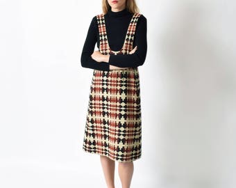 1960s Ganado Jumper Dress 60s Vintage Navajo Print Pinafore Dress S