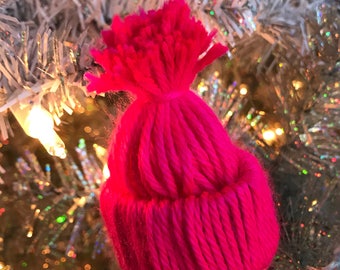 Christmas tree ornament, pink hat ornament, pink hat, pink ornament