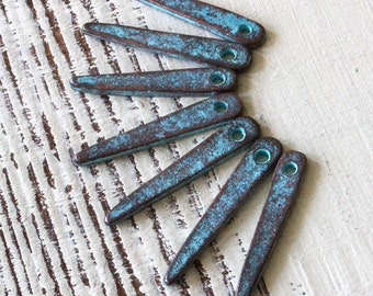 Mykonos Spike Bead - Dagger Green Patina Beads - Jewelry Making Supply - Verda Gris Jewelry Supplies - 31mm - 1.25 Inches - Choose Amount