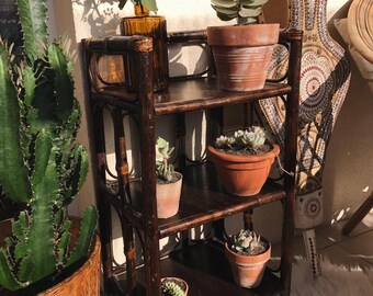 Vintage Brown rattan 3 shelf levels