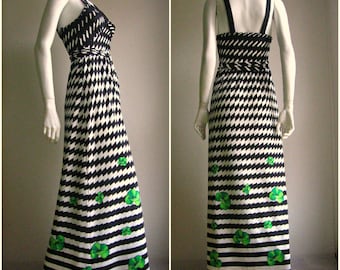Op Art 70s vintage long dress