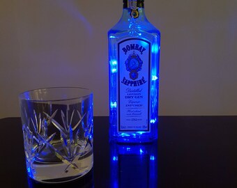 Upcycled Bombay Sapphire Gin Bottle Light