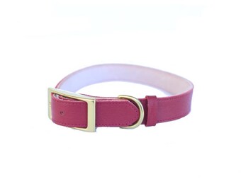 Dog Collar - Leather - Christmas Red