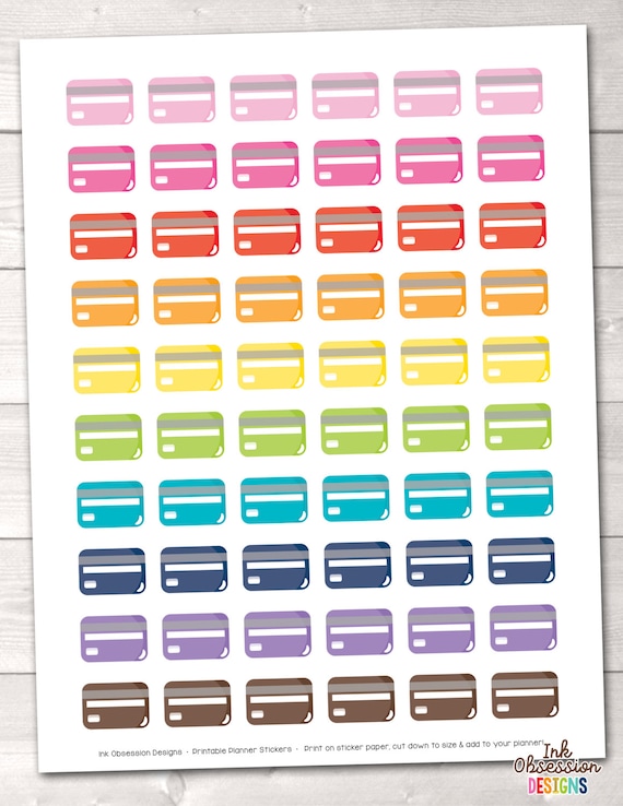 credit card printable planner stickers instant download