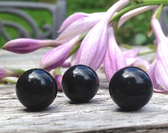 1 pc. 12mm Black Obsidian sphere, Chakra Stone, Black Crystal Ball, Earth Star Chakra, Chakra jewelry, wire wrapping, 1/2 in
