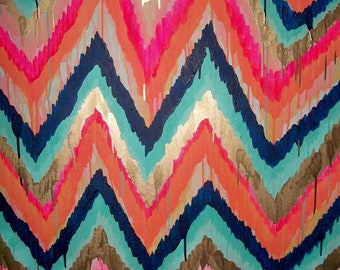 Custom ikat chevron 36x36 Painting by Jennifer Moreman