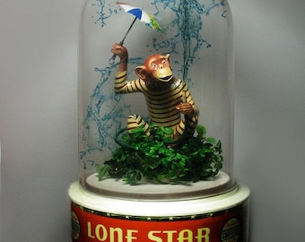 One of a kind 1920 Lone Star Beer Co. mechanical monkey