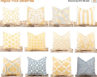 SALE ENDS SOON Yellow Pillows, Yellow Pillow Covers, Decorative Throw Pillows, Lumbar Pillow, Soft Yellow Pillowcase, Yellow Ikat Pillows