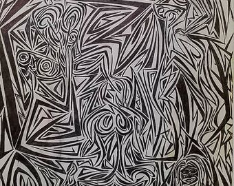 Original Abstract Art, Original Modern Drawing, Abstract Drawing,