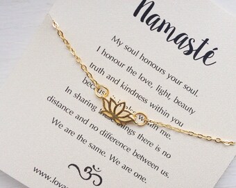 Lotus Bracelet, gold lotus flower bracelet, tiny lotus flower bracelet, lotus bracelet,namaste bracelet,14K gold plated