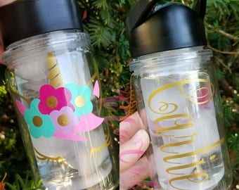 Unicorn Personalized Kids Water Bottle, Kids Birthday Gift, School Lunch Cup, Gym Bottle, Unicorn Birthday Gift