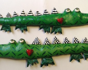 Soft Sculpture Alligator with Heart