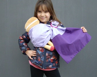 Doll ring Sling,Doll sling, Toy ring sling,Baby doll Wrap,Baby doll Carrier, Children Sling, Toddler toy wrap, Purple toy sling