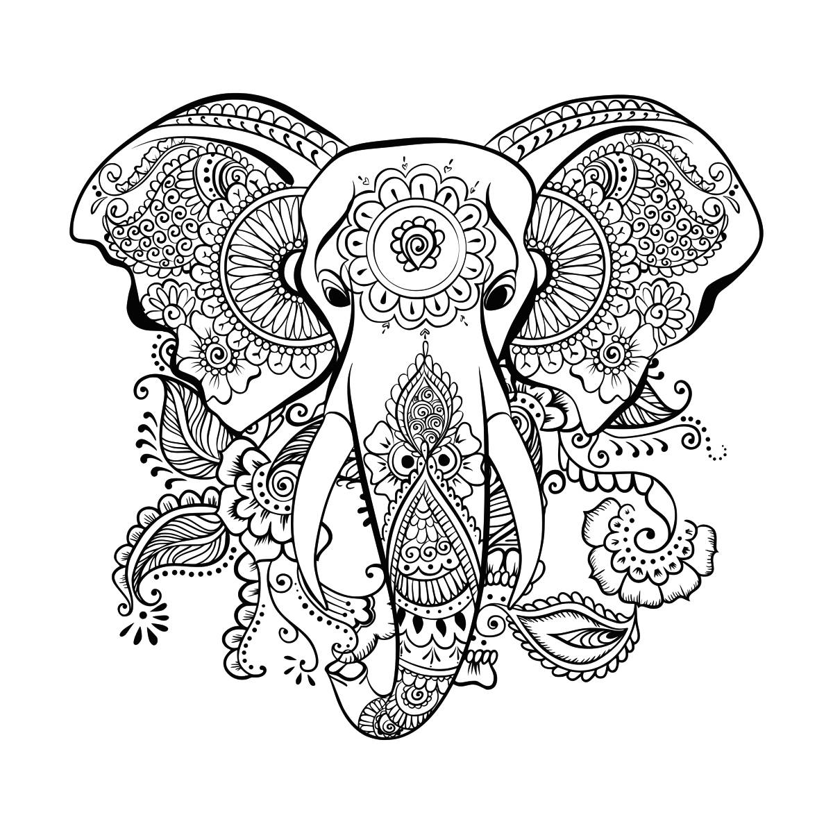 Ethnic Elephant SVG Mandala Elephant SVG Elephant head SVG