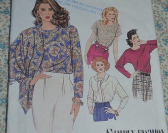 Simplicity 9779 Misses Tops with Tie or Scarf Sewing Pattern - UNCUT - Size 6 -14