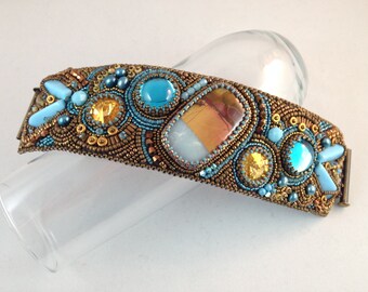 Bead Embroidered Cuff - Santa Fe Summer