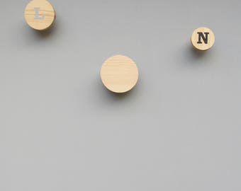 wooden circle wall hook - pine circle hooks - hand painted decorative hooks - scandinavian wall hanger