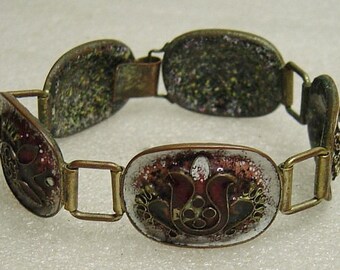 vintage 60s/70s enamelled brass bracelet