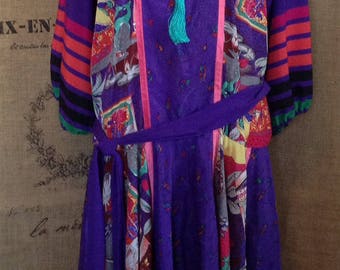 1980's dress, Shepherd's purple handkerchief hem Australia
