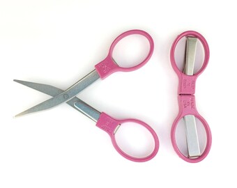 Slip-N-Snip Regular Blade Folding Scissors SlipNSnip Pink Scissors Mini Scissors Portable Scissors Scrapbooking Scissors Pink Craft Scissors