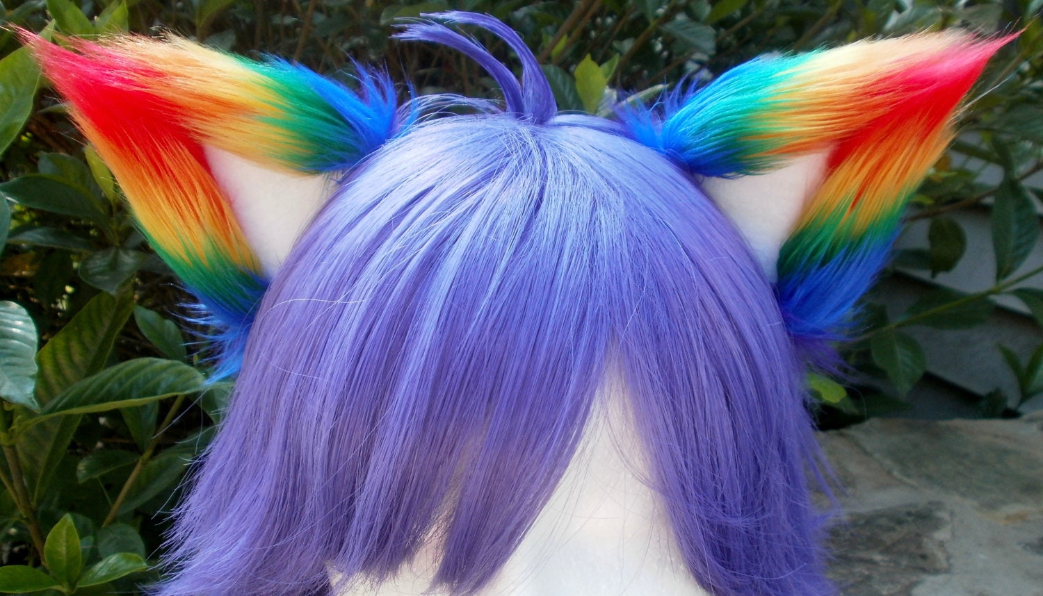 Six Stripe Classic Rainbow Clip on Cat Ears