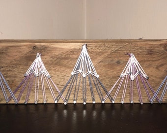 Snowy Mountain Pallet Wood Nail & String Art