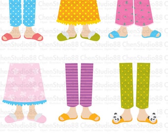 Pajama Party Clipart Girls Pajama Feet clipart CG154