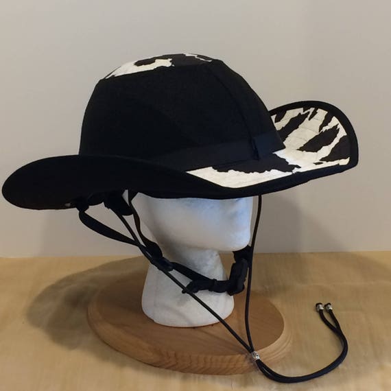 Western Style Equestrian helmet cover/ B & W Pony Print