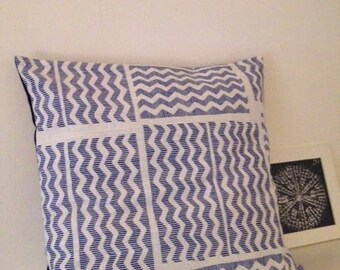 Blue and white pillow cover