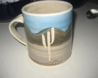 Super Size Stoneware/Ceramic Coffee Mug with Desert Scene