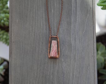 Rhodochrosite Pendant / Copper Electroformed Pendant