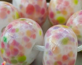 Lampwork Beads Handmade, Small Beads, Cherry Blossom Fritties