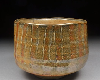Handmade Smaller Stoneware Matcha Chawan Teabowl Tea Ceremony Glazed with Carbon Trap Shino