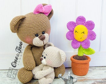 Bonnie and Benjamin the Little Teddy Bear Family - PDF Crochet Pattern - Instant Download - Amigurumi crochet Cuddy Stuff Plush