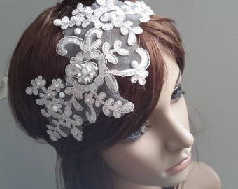 Re embroidered lace adjustable headband