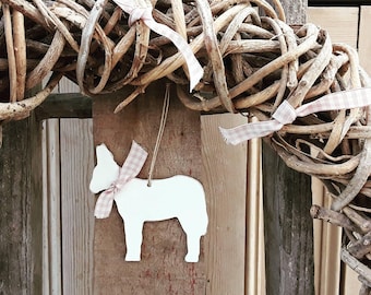 Hanging Donkey Decoration, Donkey Ornament, Hand Painted Wooden Donkey, Cute Donkey Gift, Easter Decoration, Donkey Lover Gift, Nursery