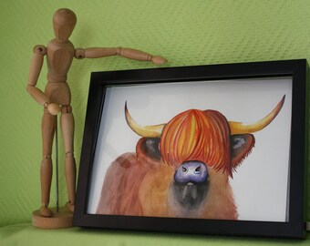Highland cow watercolor