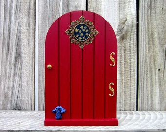 Red Fairy Door, Painted Wood, Indoor Fairy Door, Fairies, Role Play, Magic Portal, Pretend Play, Miniature Door, Childs Gift, Decorated Door