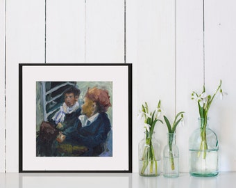 Art Oil Painting New York City 2 Women Subway Riders PRINT