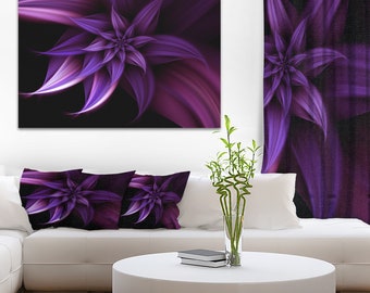 Fractal Flower Purple in Floral Canvas Art Print and Landscape Metal Wall Art (PT8886)
