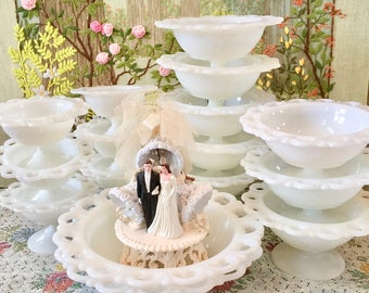 Milk Glass Bowl Milk Glass Candy Dish Wedding Candy Bar Dishes White Bowls Wedding Centerpiece Bulk Vases Candy Buffet Dessert Table Decor