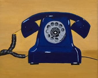 Vintage Rotary phone - Acrylic painting on Canvas