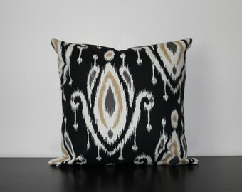 Decorative Throw Pillow, Ikat Pillow Cover, Black Pillow Cover, Toss Pillow, Sofa Pillow, Throw Pillow, Accent Pillow, Bedroom Pillow