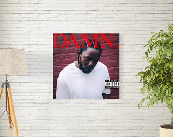 Kendrick Lamar Poster - Damn Studio Album Music Cover - American Rapper - Hip Hop Artist Print - Size 12x12" 18x18 24x24" 32x32"