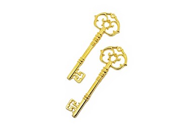 Decorative Key - Gold Key - 5 or 10 Skeleton Keys for Crafts, Gift Tags, Invitations, Key Wedding Favors - Santa's Magic Key - KEYG01