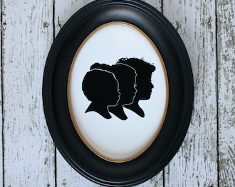 Custom Silhouette Triple Print with 3 silhouettes - made from your photo - by Simply Silhouettes