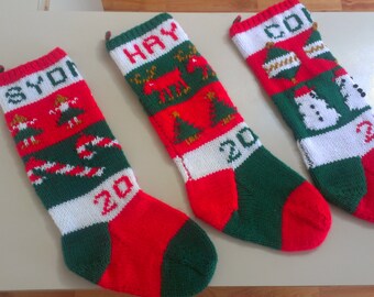 hand knit personalized decorative Christmas stockings