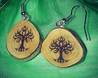 Tree of life Yggdrasil Necklace / Earrings Wooden Charm Brown Eco Friendly Handmade Personalised Charms Wood Hand made Jewellery #Etsy